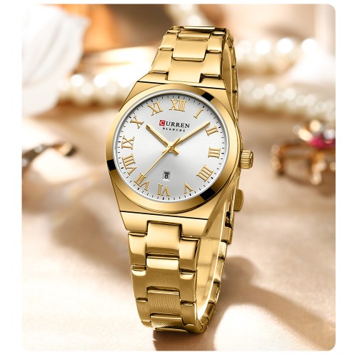 Curren 9095 CH For Women –  gold white